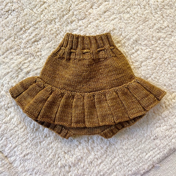 Misha & Puff Bronze Brown Spun Gold Rose Wool Skating Pond Skirt Skort 12-18m - Picture 2 of 12